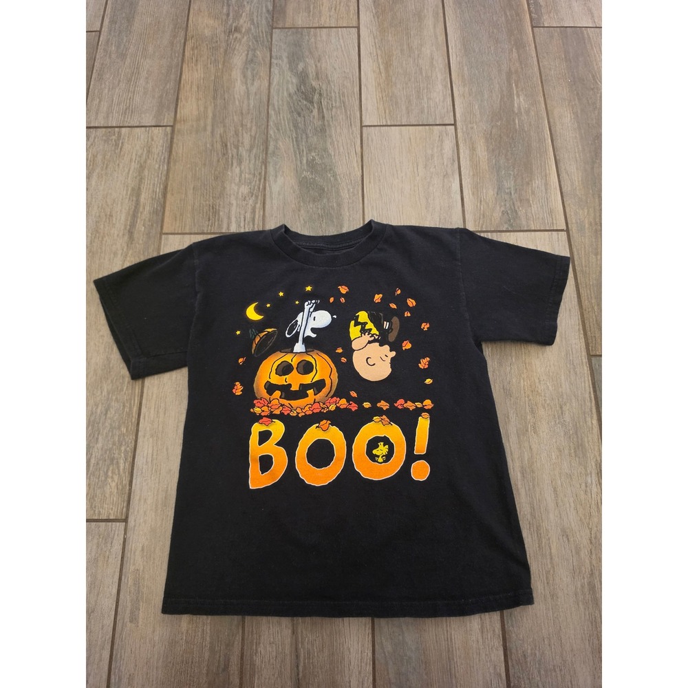 Peanuts Snoopy Charlie Brown Halloween Boo Graphic T-Shirt Kids Large 10/12